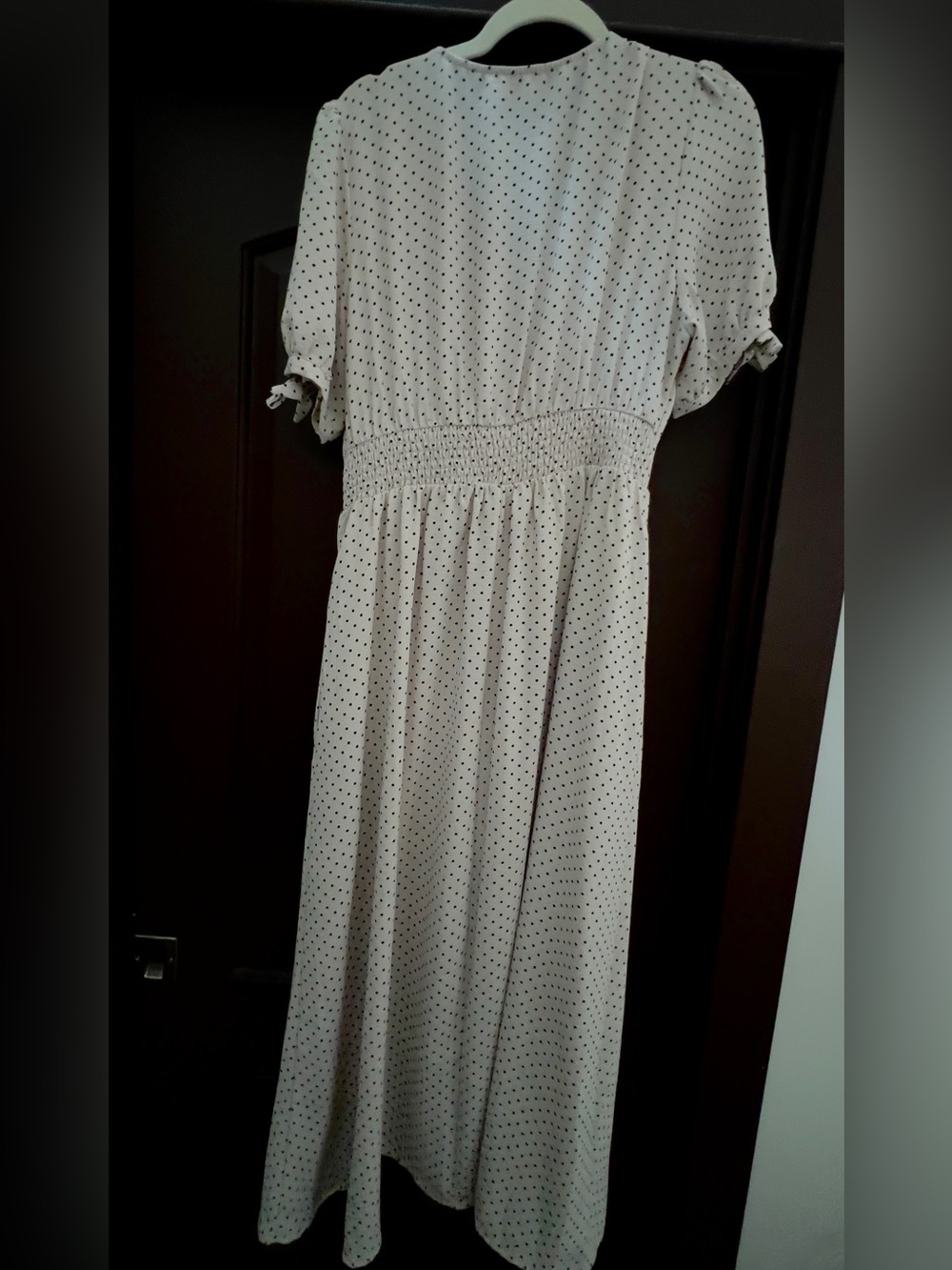 Women's Cream Polka Dot Short Sleeve Dress - Picture 3 of 3